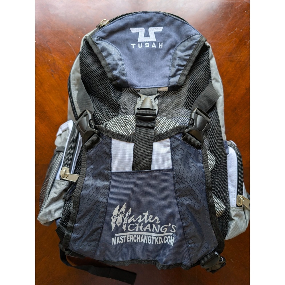 Tusah Martial Arts Backpack Master Changâs TKD Bag Gray Black Mesh Pockets